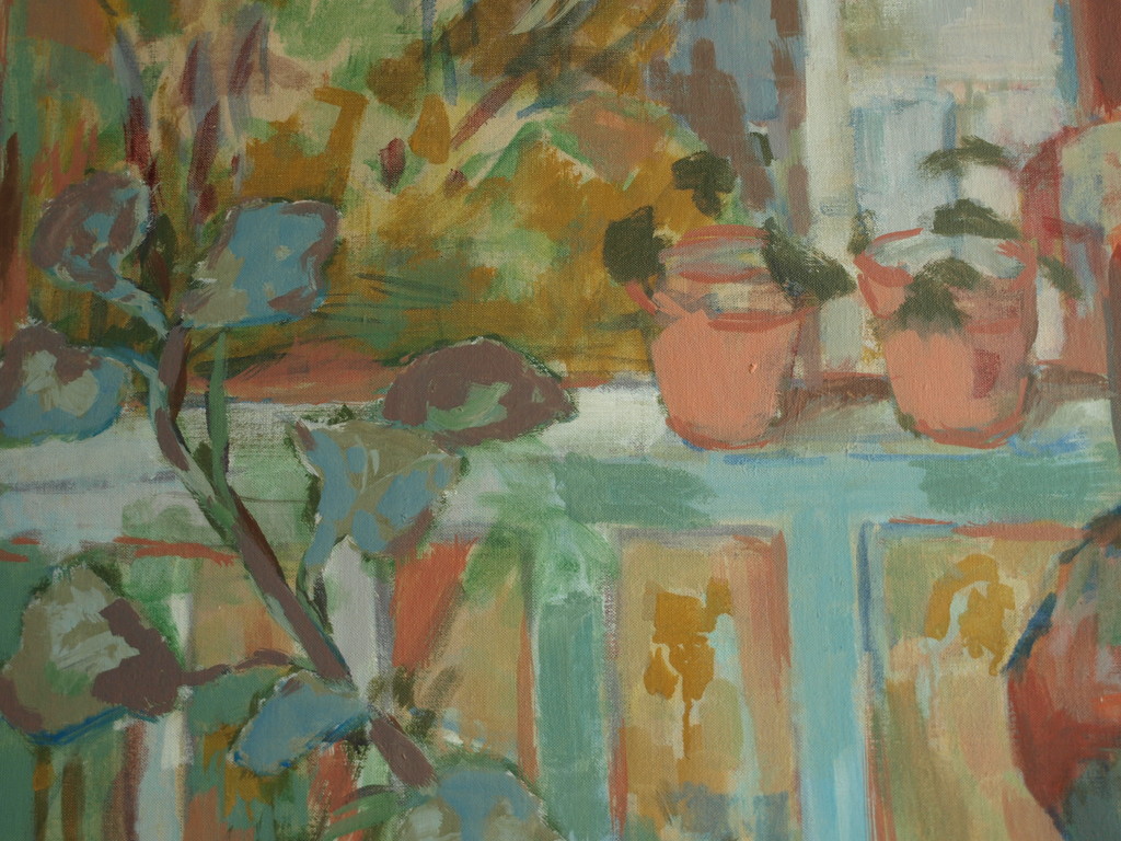 Rombout Berkelaar : Olieverf op doek , Het balkon – gesigneerd & ingelijst –1977 kopen? Bied vanaf 175!