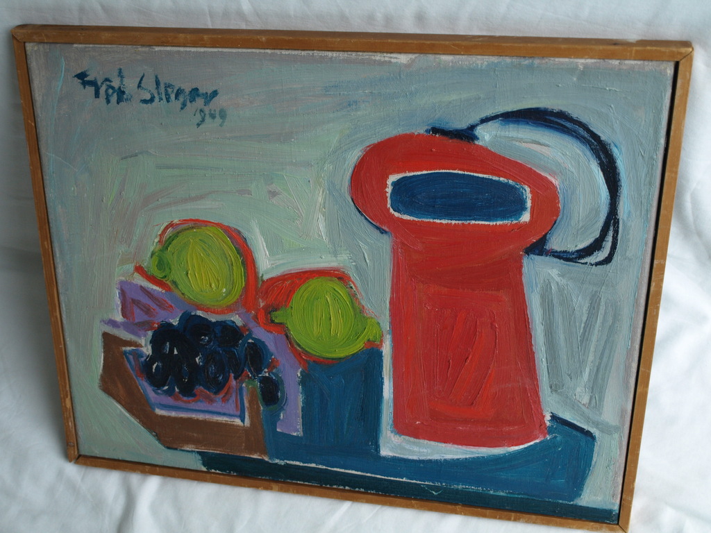 Fred Sieger : Olieverf op doek – Stilleven – gesigneerd & ingelijst – 1949  kopen? Bied vanaf 150!