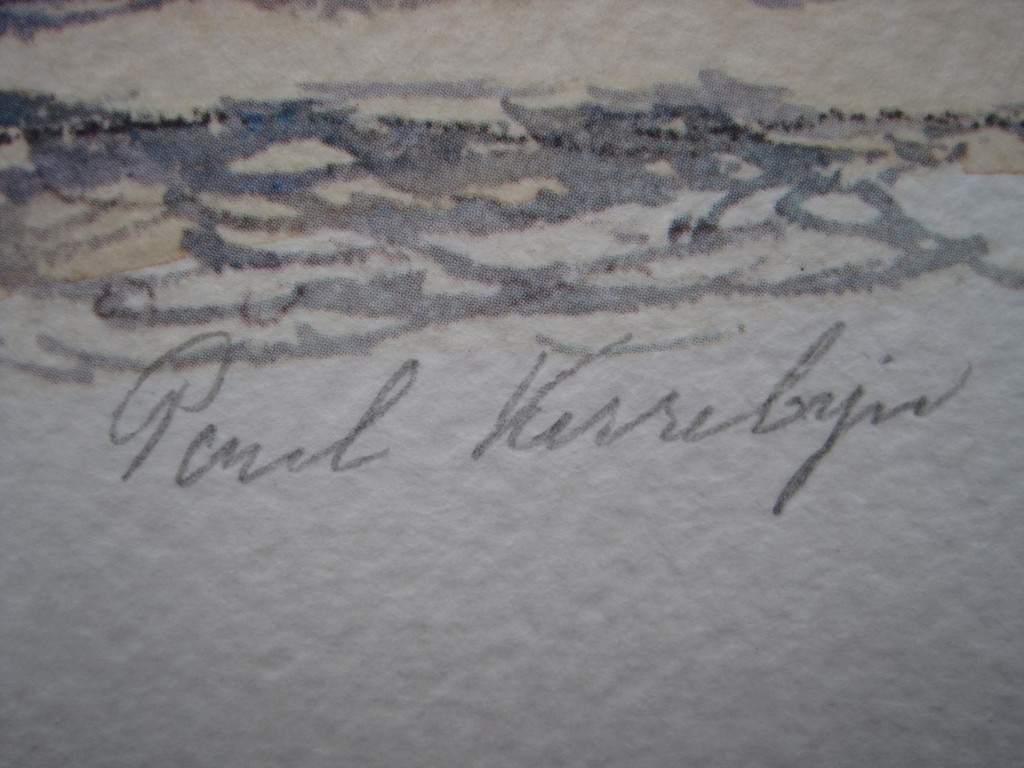 Handingekleurde Litho "Booreiland Cont.Netherlands Oil Co." van Paul Kerrebijn  kopen? Bied vanaf 1!