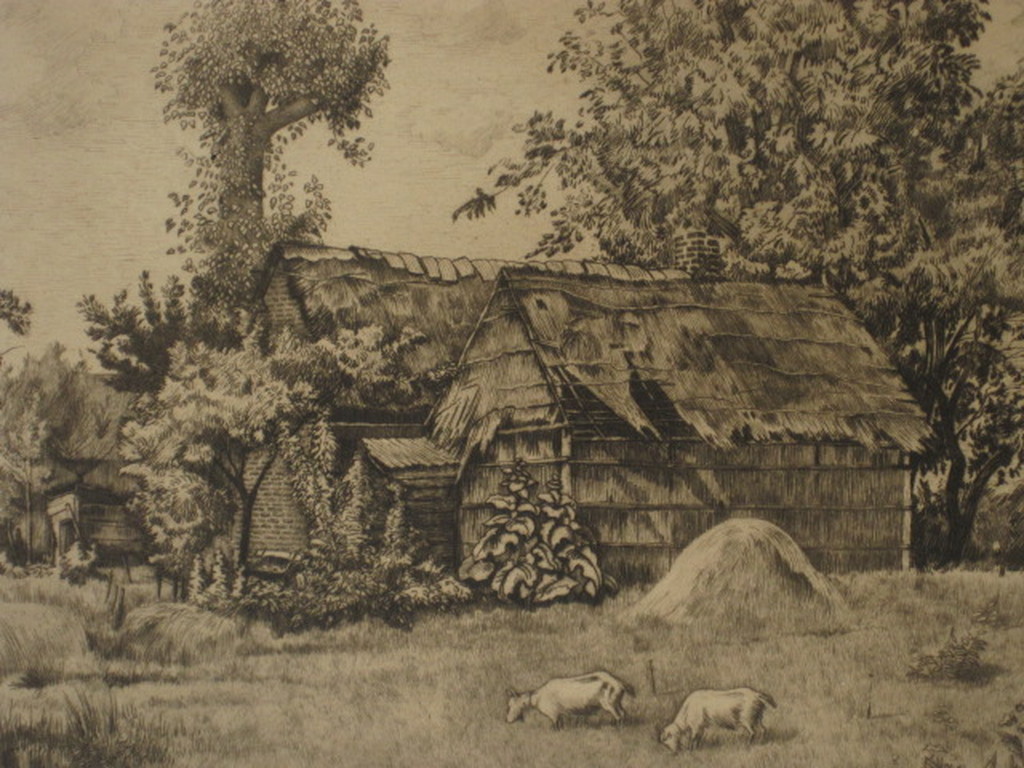 Karakteristieke ets "Geiten bij boerderij in de Achterhoek"van Nico vd Jagt 1888 kopen? Bied vanaf 1!