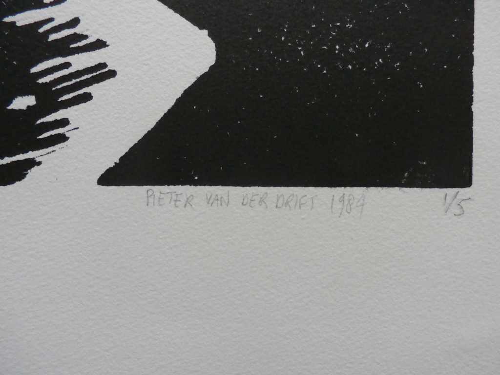 Pieter Drift - houtsnede: zelfportret met gedachten - 1984 kopen? Bied vanaf 30!