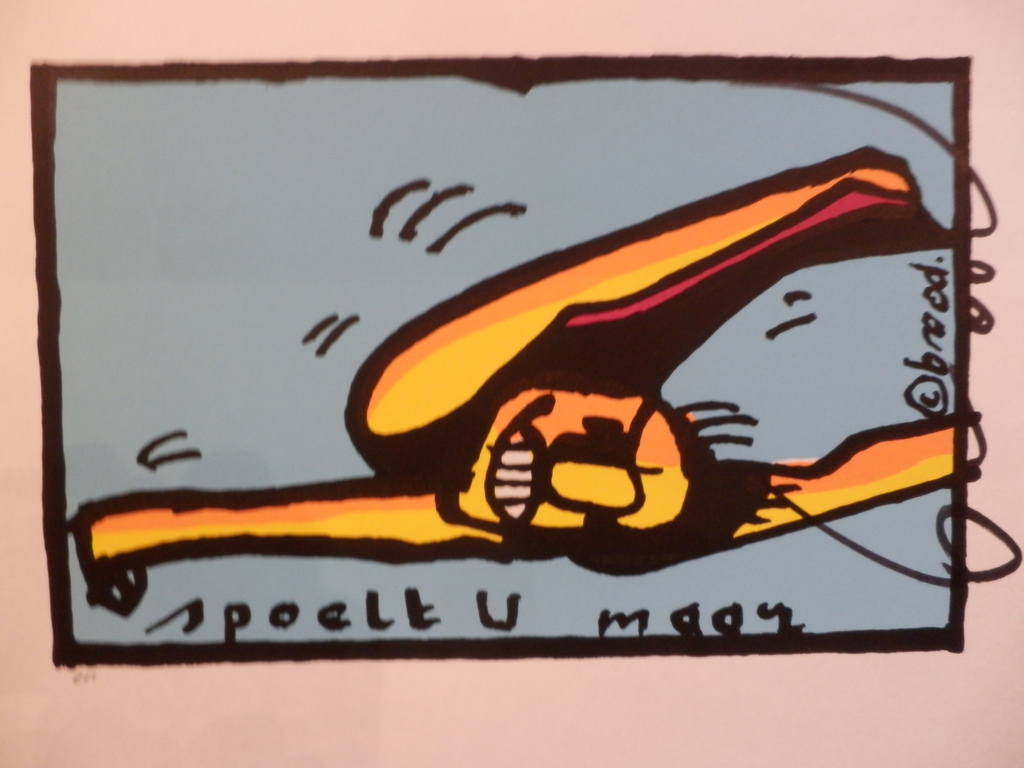 HERMAN BROOD, Gelimiteerde en HANDGESIGNEERDE Zeefdruk  SPOELT U MAAR verkocht voor € 85!