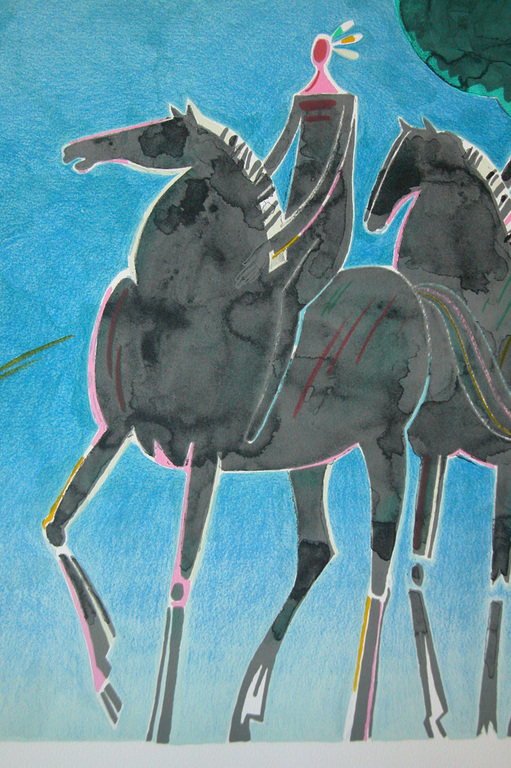 Albert Zavaro , ‘Les deux indiens’ - originele kleurenlitho, gesigneerd, ed. 180 kopen? Bied vanaf 75!