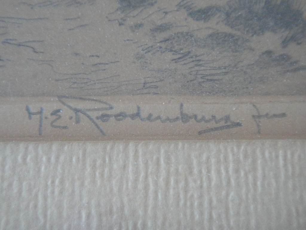 HE Roodenburg - ets - Veere: doorkijkje met zicht op de kerk kopen? Bied vanaf 55!