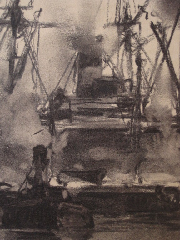 19e eeuwse houtskooltekening "haven Amsterdam" van George L Kiers (1838-1916) kopen? Bied vanaf 1!