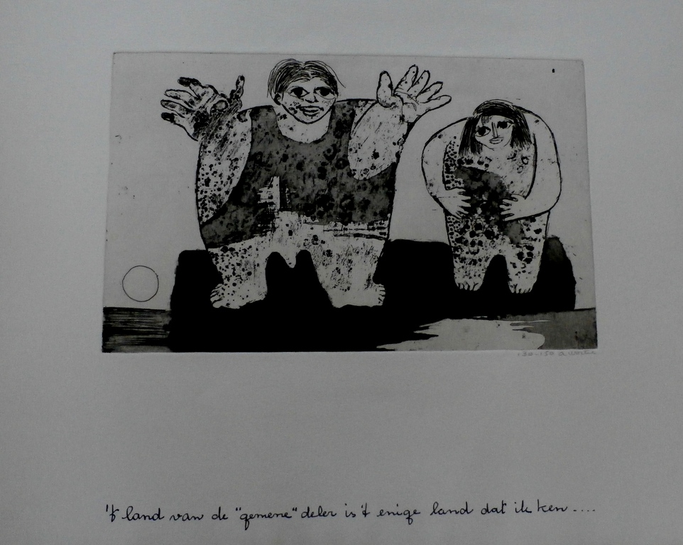 Ans Wortel - ets/aquatint: het land van de gemene deler is het enige land dat ik verkocht voor € 85!