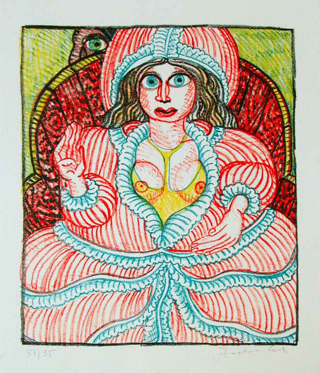 Robert Zeppel-Sperl, lithografie, ‘Dame III’, handgesigneerd verkocht voor € 40!