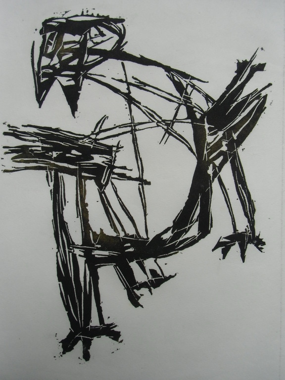 VUURVOGEL //  HOUTSNEDE VAN HARRY DISBERG verkocht voor € 75!