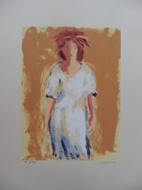 JOSE van GOOL  Zeefdruk  MEISJE IN WITTE JURK  Handgesigneerd verkocht voor € 35!