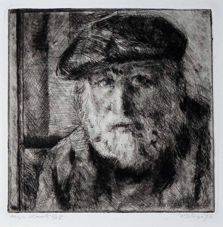 Wim Steijn, Ets, Zelfportret 1976 verkocht voor € 45!