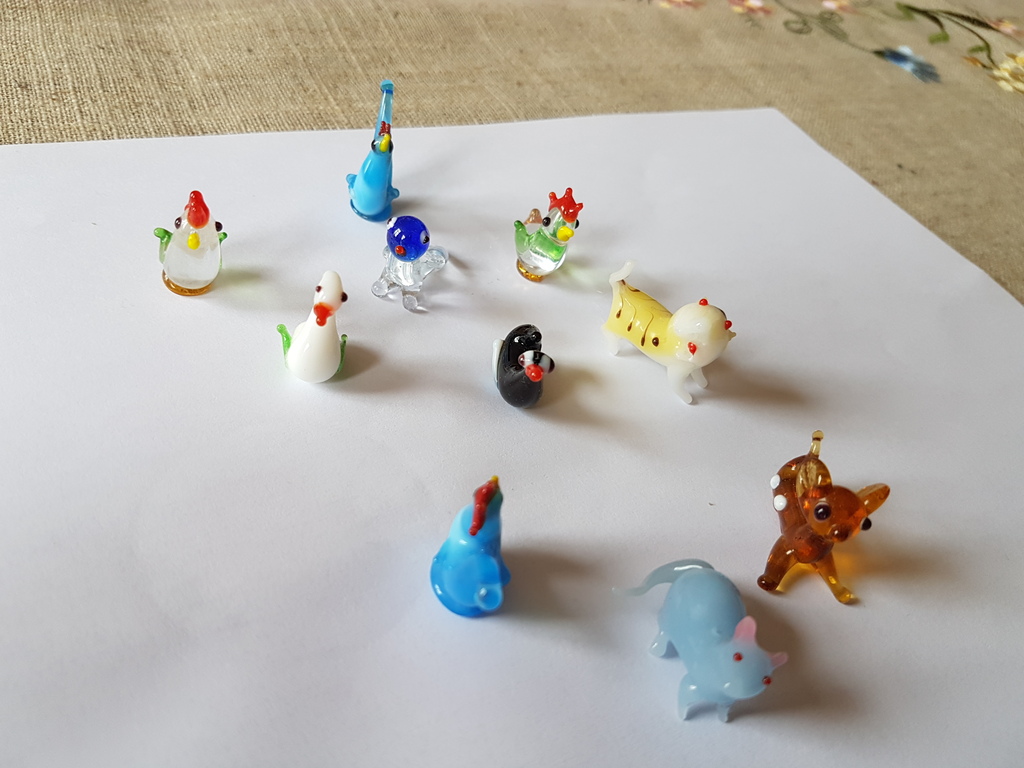 Miniature dieren in Murano glas- set van 10 pz assorted kopen? Bied vanaf 1!