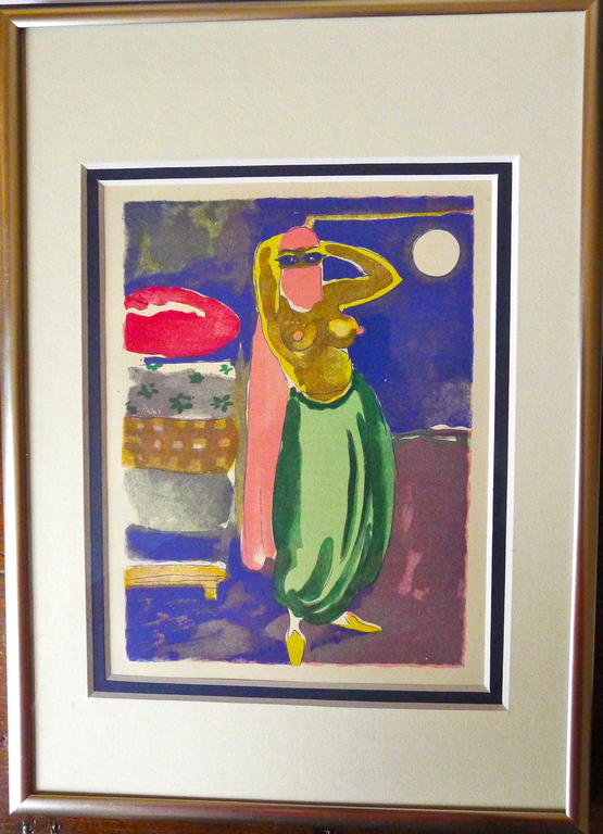 Kees van Dongen,mooi ingelijste houtgravure uit 1001 nacht. Goudkleurige lijst kopen? Bied vanaf 45!