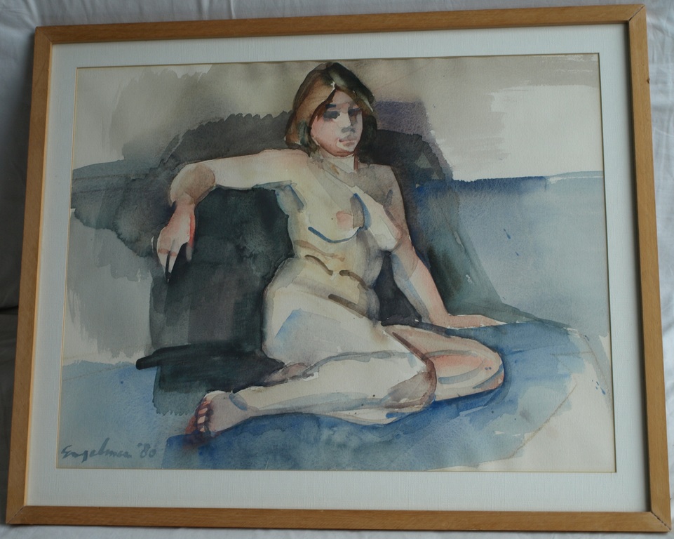 Jan Engelman : Aquarel – Naakte vrouw – gesigneerd & ingelijst – 1980 kopen? Bied vanaf 150!