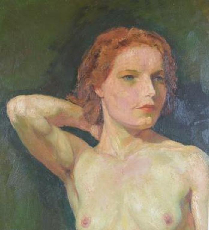 Onleesbare signatuur ( gewist ? ) naakt met arm in nek z.j. 50x80  kopen? Bied vanaf 250!