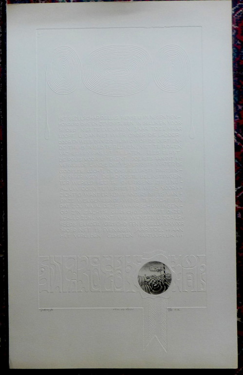 Gerard van Rooij, ets uit 1972, blinddruk verkocht voor € 55!