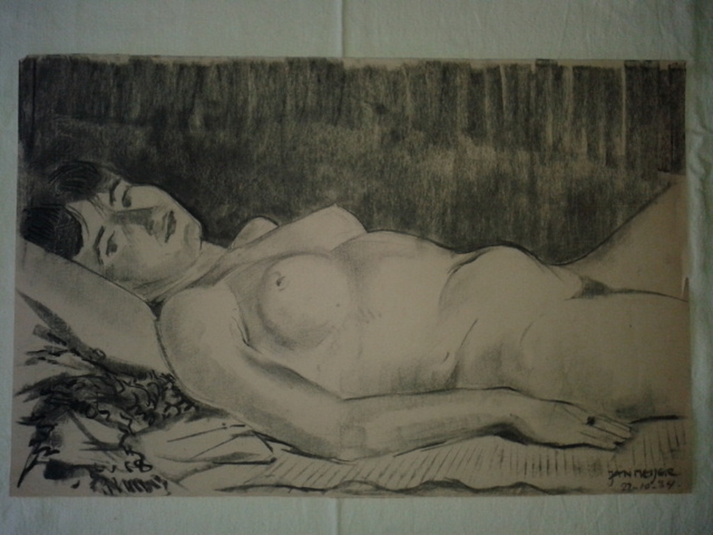 Grote naakttekening Jan Meijer - Muiderberg kopen? Bied vanaf 1!