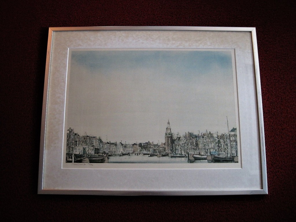 GROOT! Litho "Amsterdam Montelbaanstoren en Oudeschans" oplage 54/250 gesigneerd kopen? Bied vanaf 1!