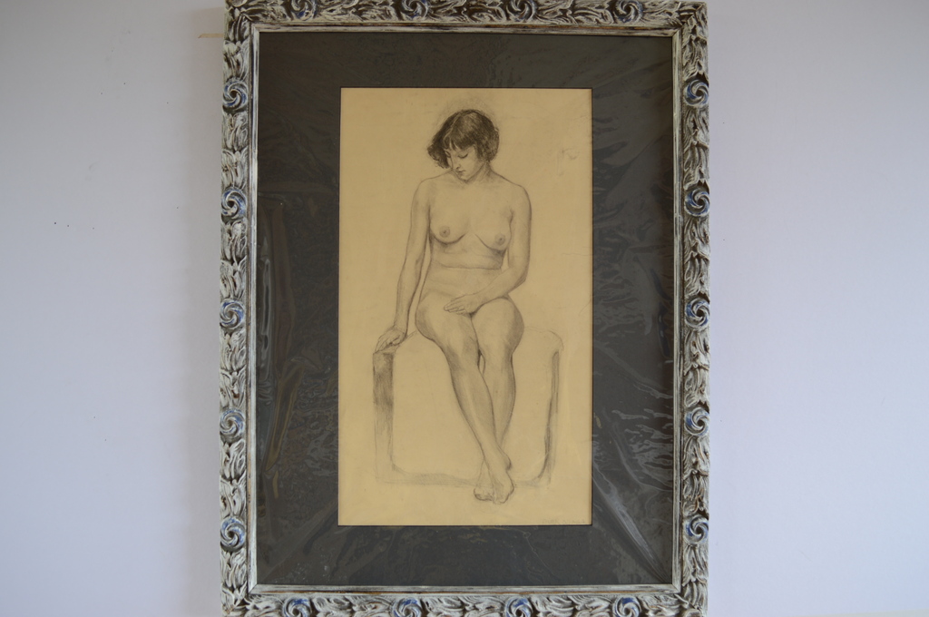 Dirk Osinga, staand naakt - tekening 43x25 z.j.  verkocht voor € 100!
