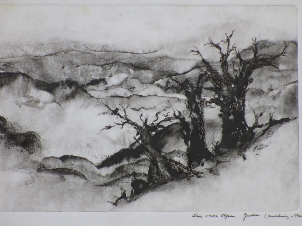 An Biesiot, Drie Oude Olijven Judea, Pentekening-monotype kopen? Bied vanaf 1!