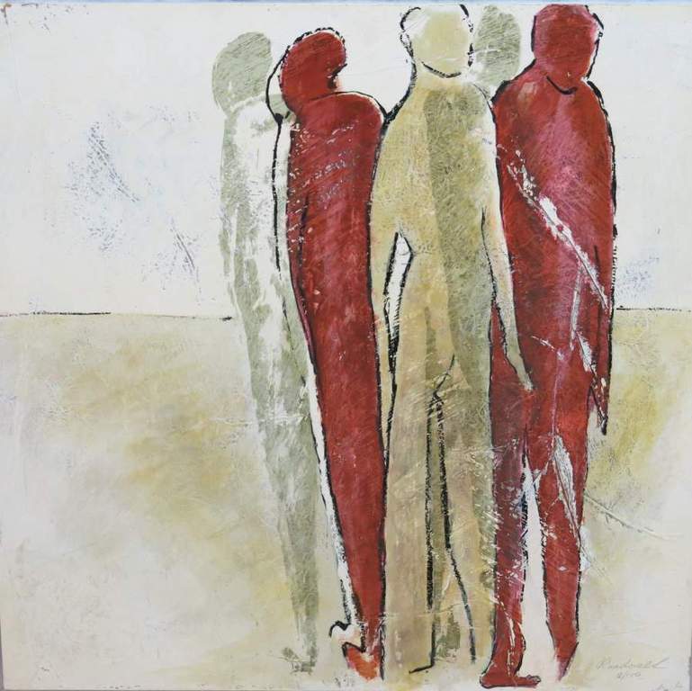 Carla Raadsveld: Gemengde Techniek op paneel, People II - Ingelijst (groot) kopen? Bied vanaf 100!