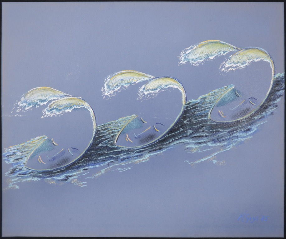 Mareike Geys: Pasteltekening, Drie slapende golven kopen? Bied vanaf 1!