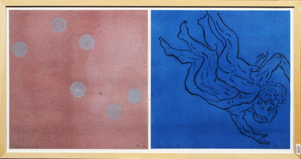 Hans Könings, houtdruk op linnen, Gemini, 1991. kopen? Bied vanaf 50!