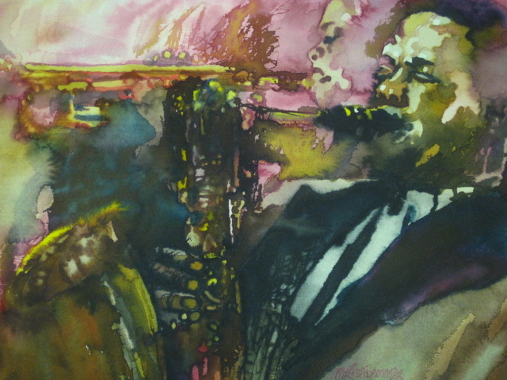 Martien Beenen (1933-) DutchSwingCollegeBand / Aquarel "Charlie Parker" ges. kopen? Bied vanaf 1!