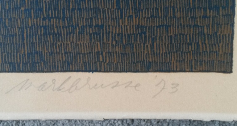 Mark Brusse - Schutting met emmers - litho  kopen? Bied vanaf 25!