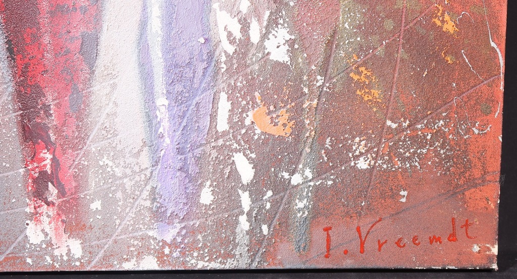 Ida Vreemdt: Acryl op doek, Three ladies at a party kopen? Bied vanaf 40!