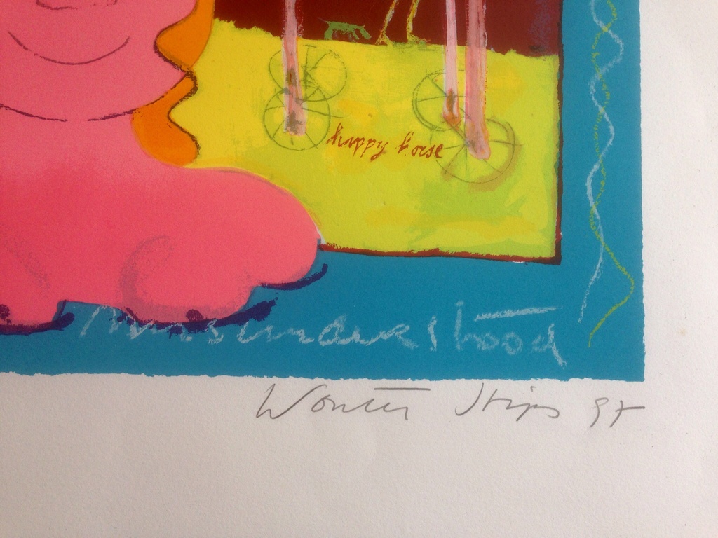 Wouter stips, zeefdruk e.a. Titel happy fish/happy horse.  kopen? Bied vanaf 1!