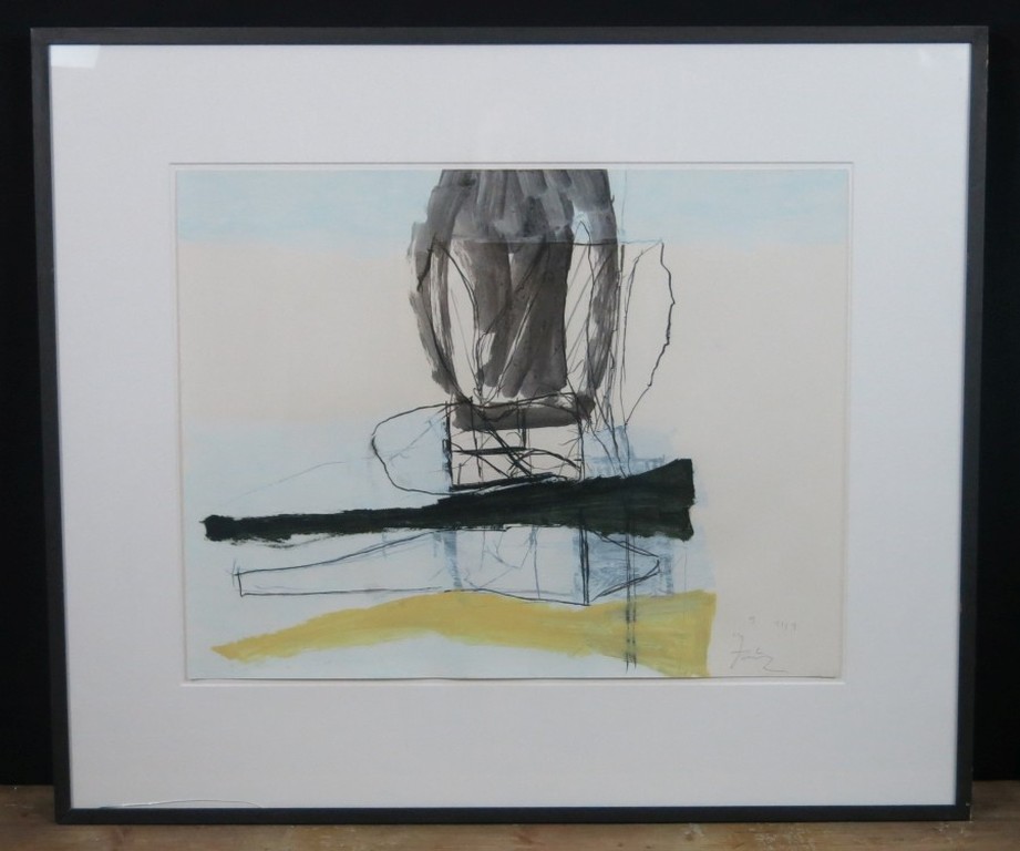 Miguel Ybanez: Acryl en krijt op papier, Abstract II -Ingelijst verkocht voor € 150!