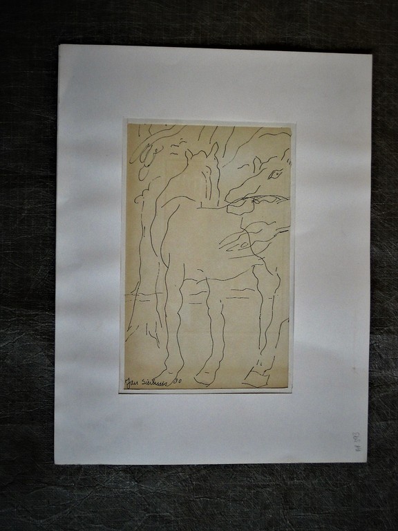 Originele Oostind. Inkttekening "Paarden" van Amsterdamse express. Jan Sierhuis  kopen? Bied vanaf 1!