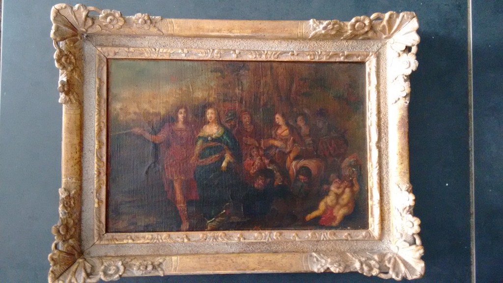 17 de eews, authentiek schilderij, titel: de bruidstoet, onleesbare handtekening kopen? Bied vanaf 220!