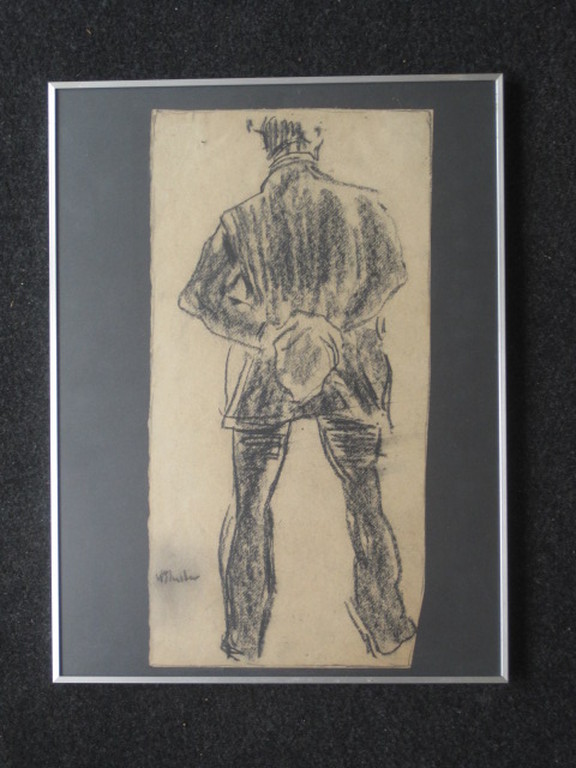 omstreeks 1920 realistische houtskooltekening van boer onduidelijk gesigneerd  kopen? Bied vanaf 1!