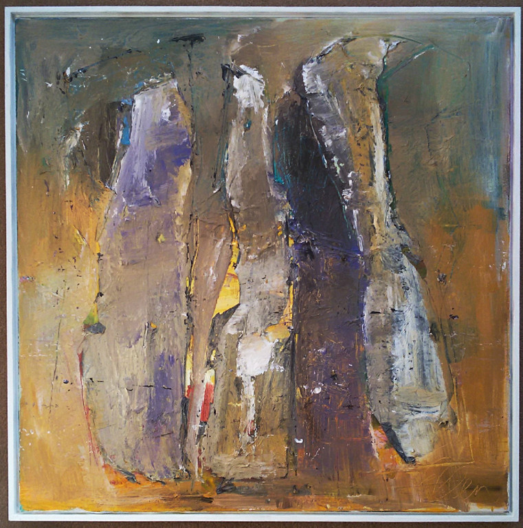 Ellen van Stokkum - Bakens / Stonehenge, gemengde techniek op doek (ingelijst) kopen? Bied vanaf 275!