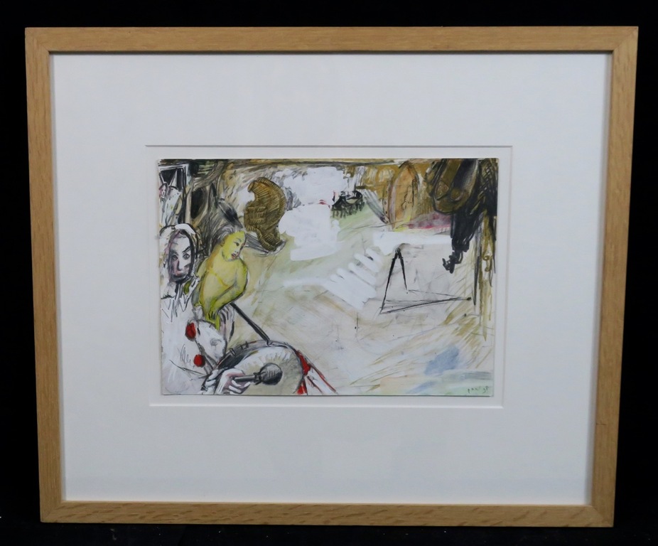 Paul Klemann: Gem.techniek, De dansende passer - Ingelijst verkocht voor € 100!