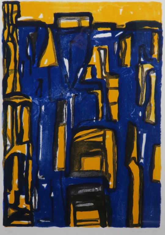 Theo Kuijpers: Litho, Zonder titel (geel/blauw) -Ingelijst kaufen? Bieten Sie von 35!