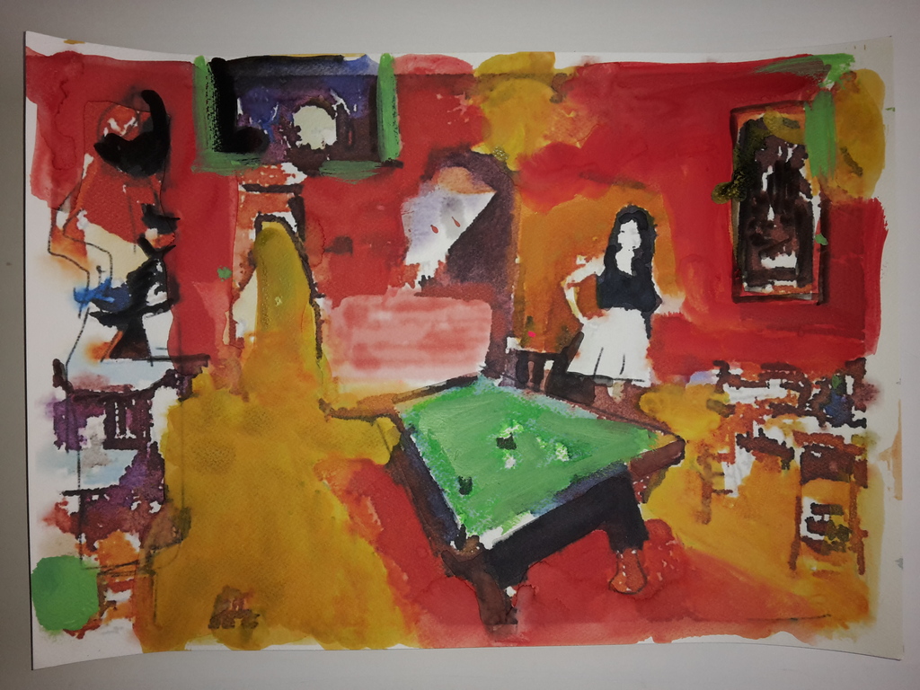 Peter Klashorst - Cafe de Nuit - gemengde techniek op papier - gesigneerd - 2015 kopen? Bied vanaf 55!