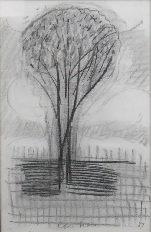 Leon Tebbe: Houtskool op papier, Boslandschap 13 - Ingelijst kopen? Bied vanaf 1!