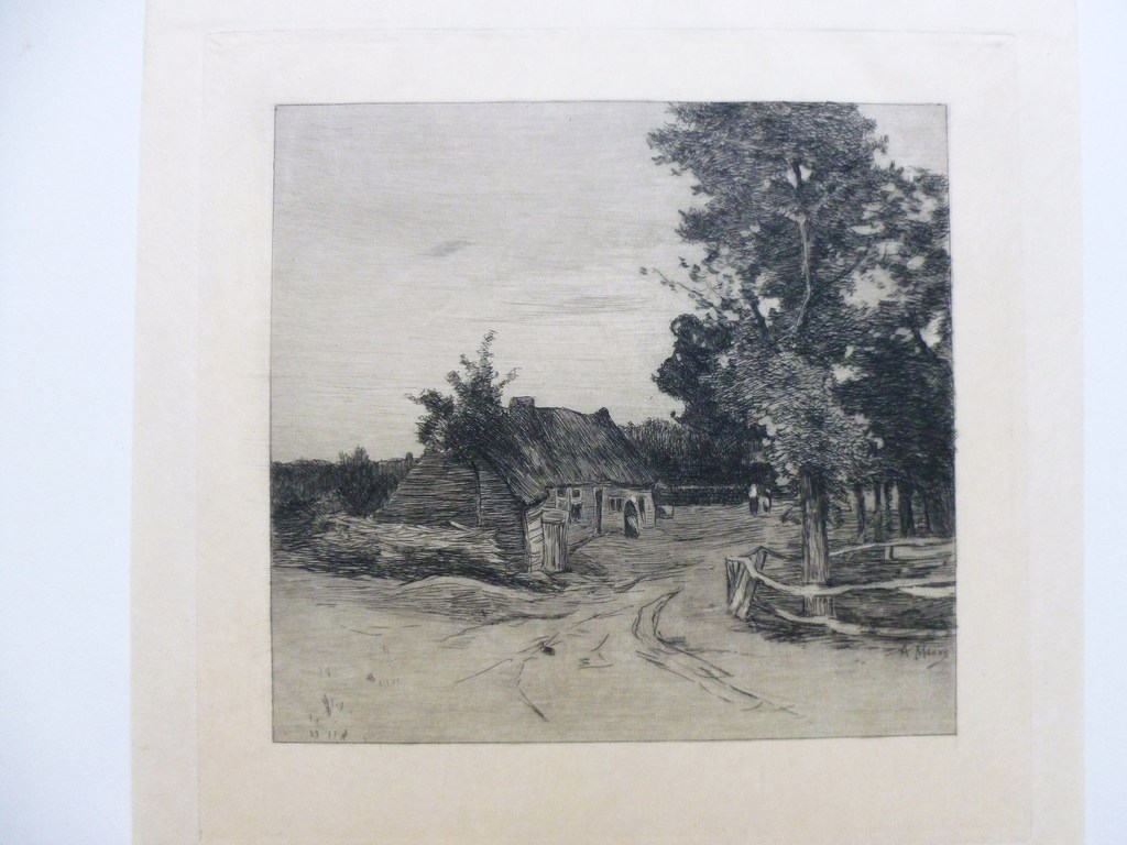 Anton Mauve. Ets: Huisje in een landschap verkocht voor € 160!