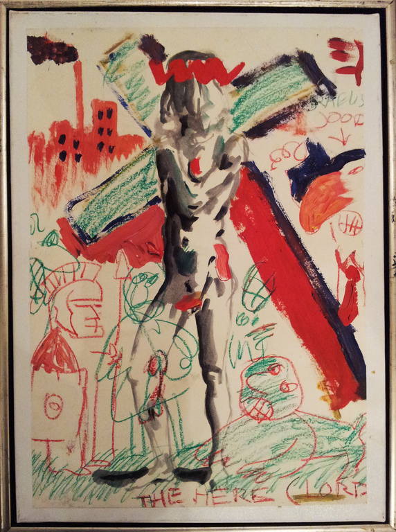 Peter Klashorst - Zeldzaam Vroeg werk 1982 ! gemengde techniek op papier - 'The Here (Lord)' kopen? Bied vanaf 135!