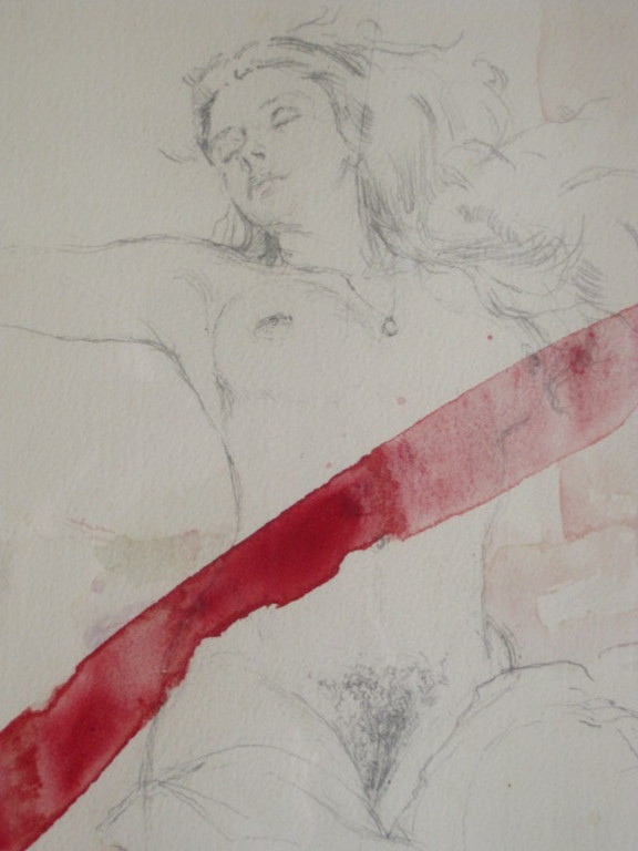 Geëngageerde Kunst Foto/Aquarel "Achter de rug" Alex Lichtveld Amsterdam 1977 verkocht voor € 56!
