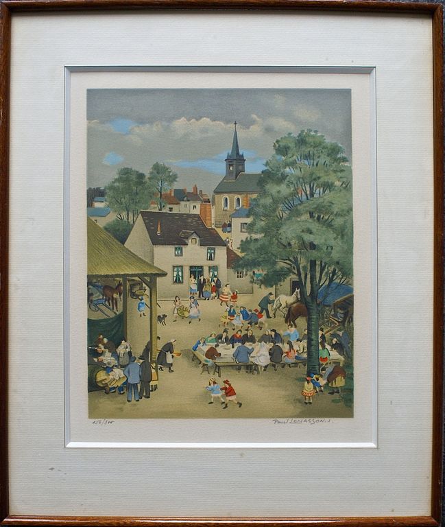 Paul Lemasson - Paul Lemasson Litho 'Dorpsfeest in Frankrijk" kopen? Bied vanaf 20!