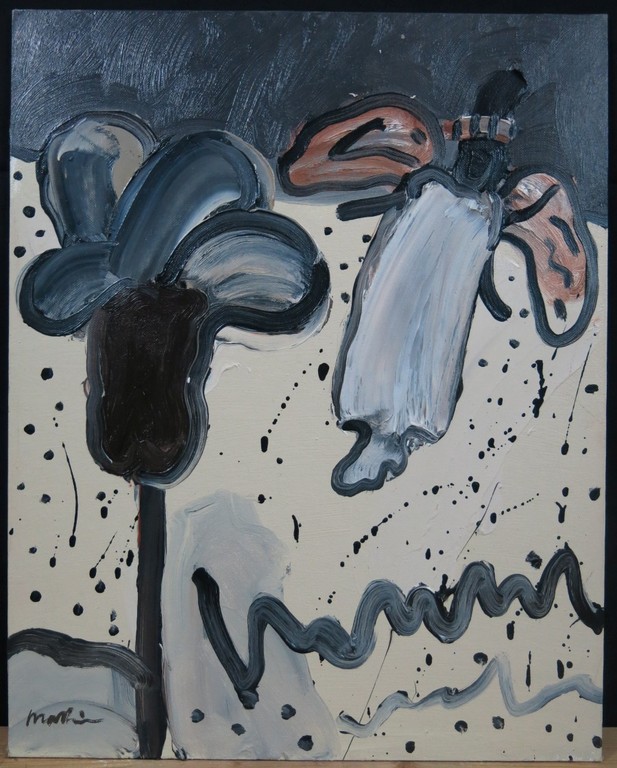 Anton Martineau: Olieverf op canvasboard, Woestijn met engel verkocht voor € 150!