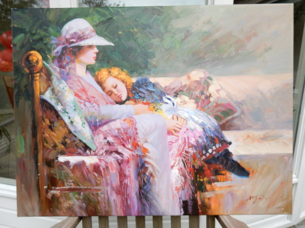 onbekende kunstenaar, olieverf op doek, niet leesbaar gesigneerd verkocht voor € 125!