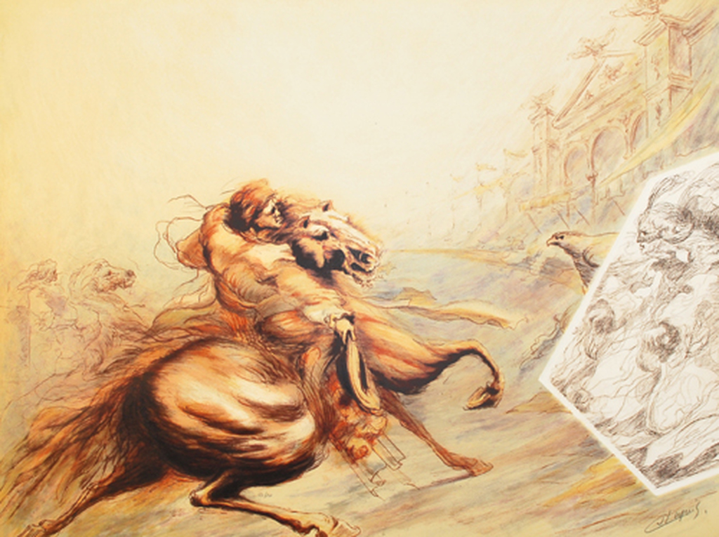 Jean Dupuis - Paard en Ruiter - ets/Litho  handgesigneerd kopen? Bied vanaf 1!