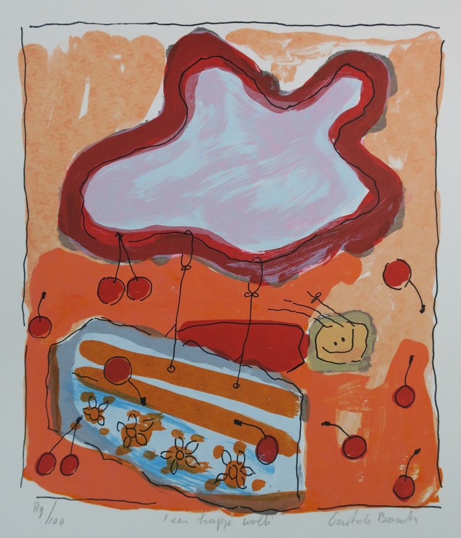 Geke uit de Bosch: Zeefdruk, Een hapje wolk (kersen) kopen? Bied vanaf 1!