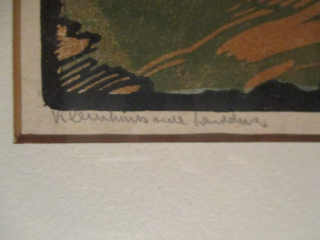 Arie Zonneveld: Kleurenhoutsnede handdruk, Groote boomgroep kopen? Bied vanaf 110!