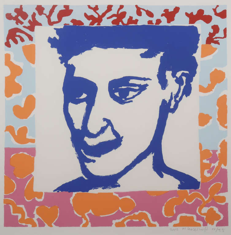 Marianne Haselhoff: Zeefdruk, Z.T. (Blauw hoofd) - Ingelijst  kopen? Bied vanaf 1!