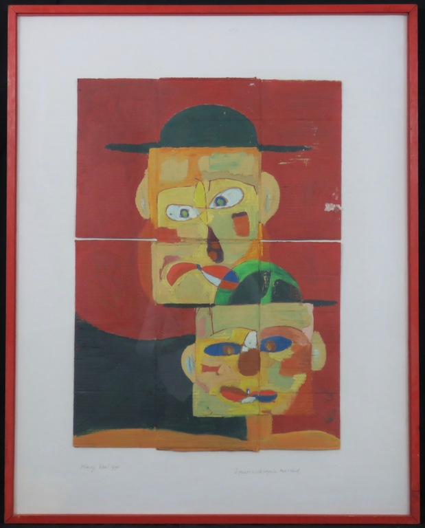 Meertje Kaal: Acryl op papier, ... Met vriend - Ingelijst (Groot) kopen? Bied vanaf 1!